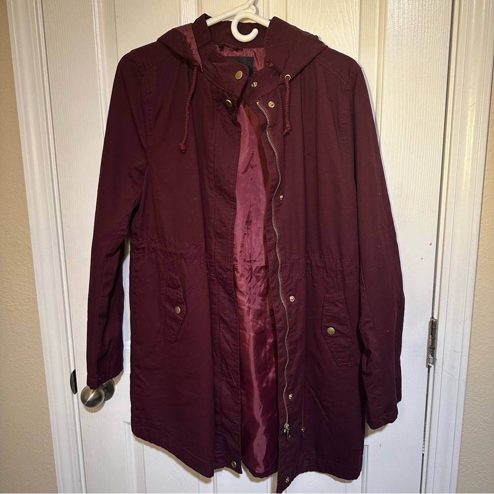 Ambiance Maroon Hooded Utility Jacket